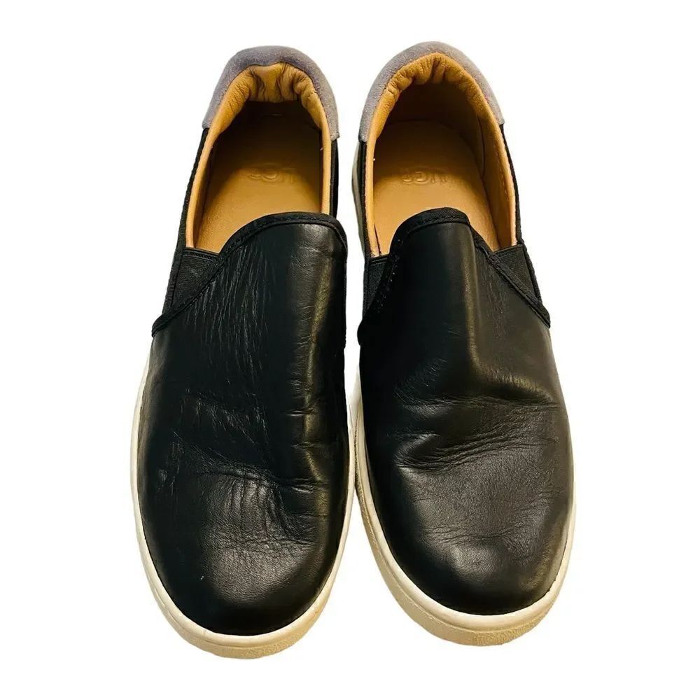 UGG Cas Slip On Black Leather Sneakers Size 9